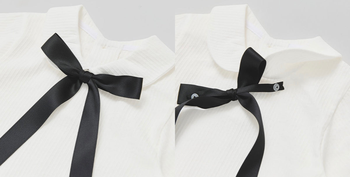 ケインブラウス Kane Blouse_White リボン取り外し可能