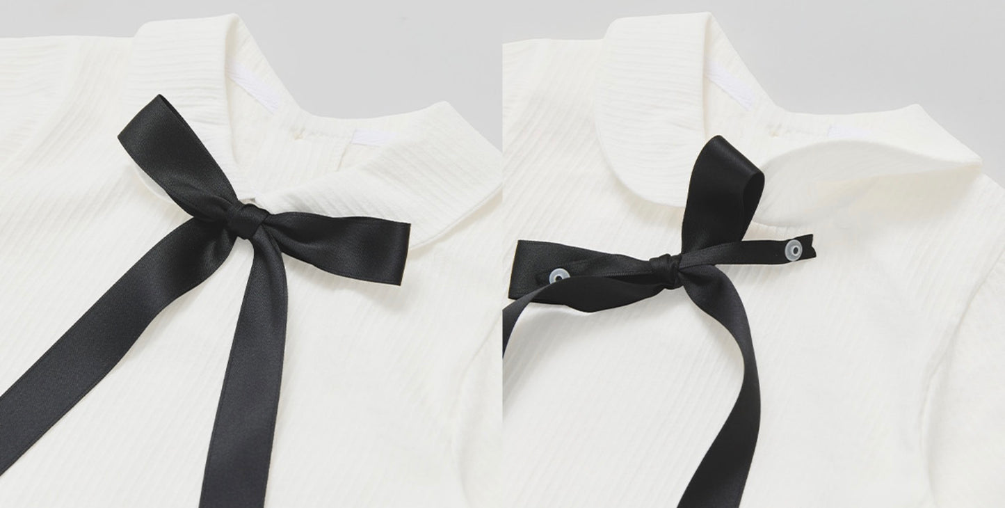 ケインブラウス Kane Blouse_White リボン取り外し可能