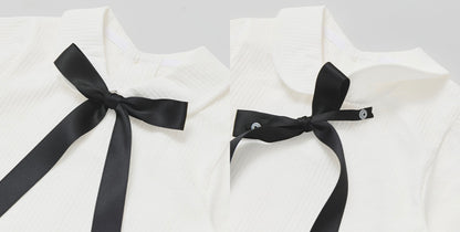 ケインブラウス Kane Blouse_White リボン取り外し可能