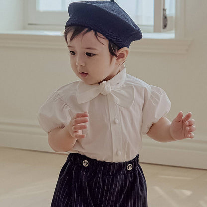 タイ半袖ブラウス/ Tie Short Sleeved Blouse