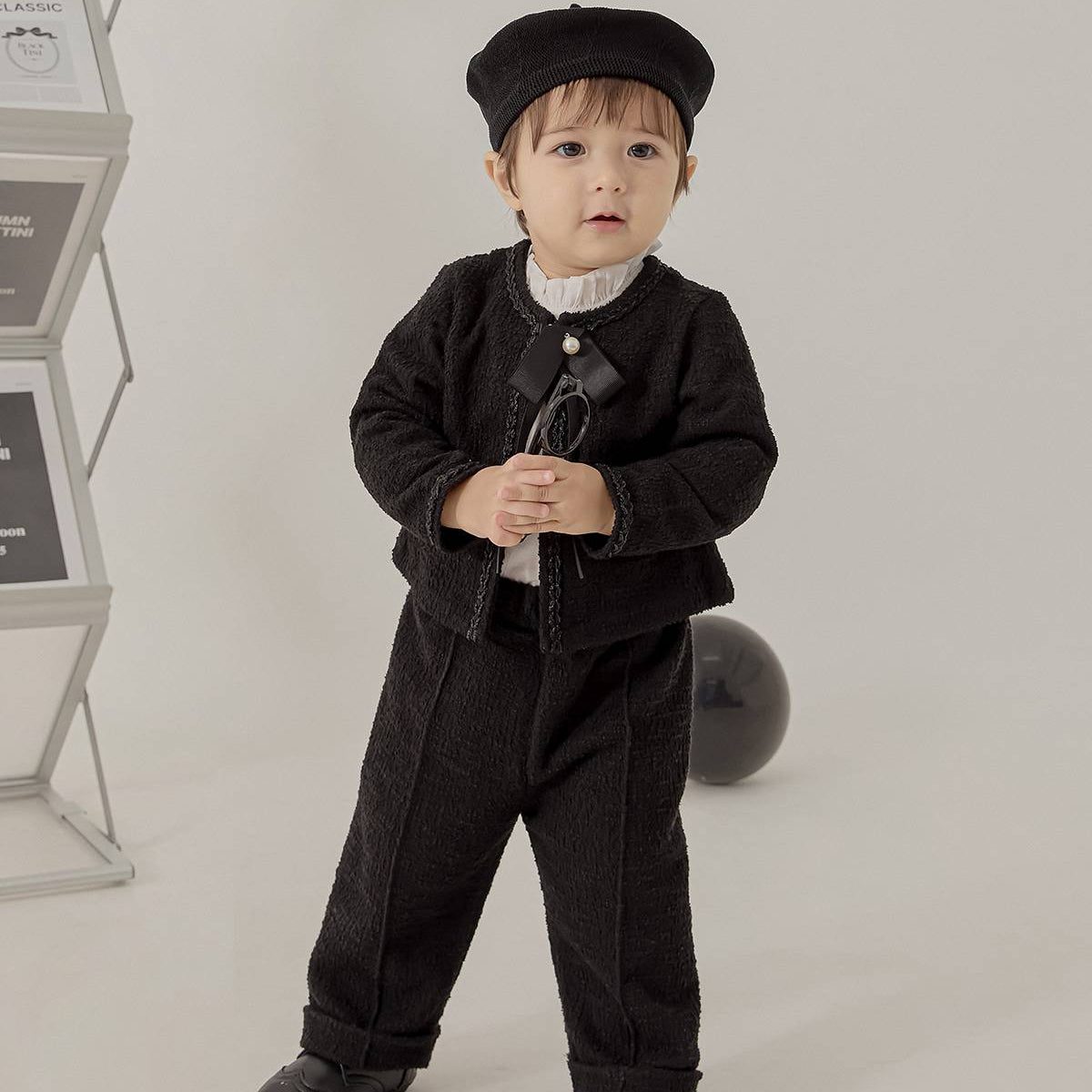 ツイード ピンタックパンツ Tweed Pintuck Pants_Black