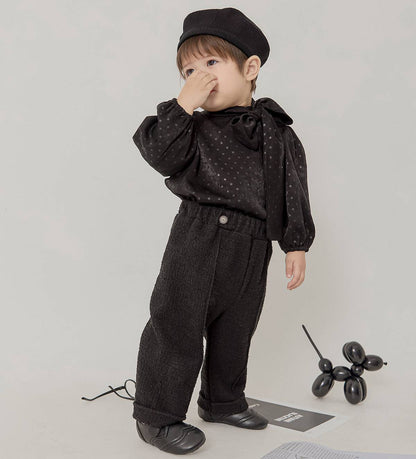 ツイード ピンタックパンツ Tweed Pintuck Pants_Black
