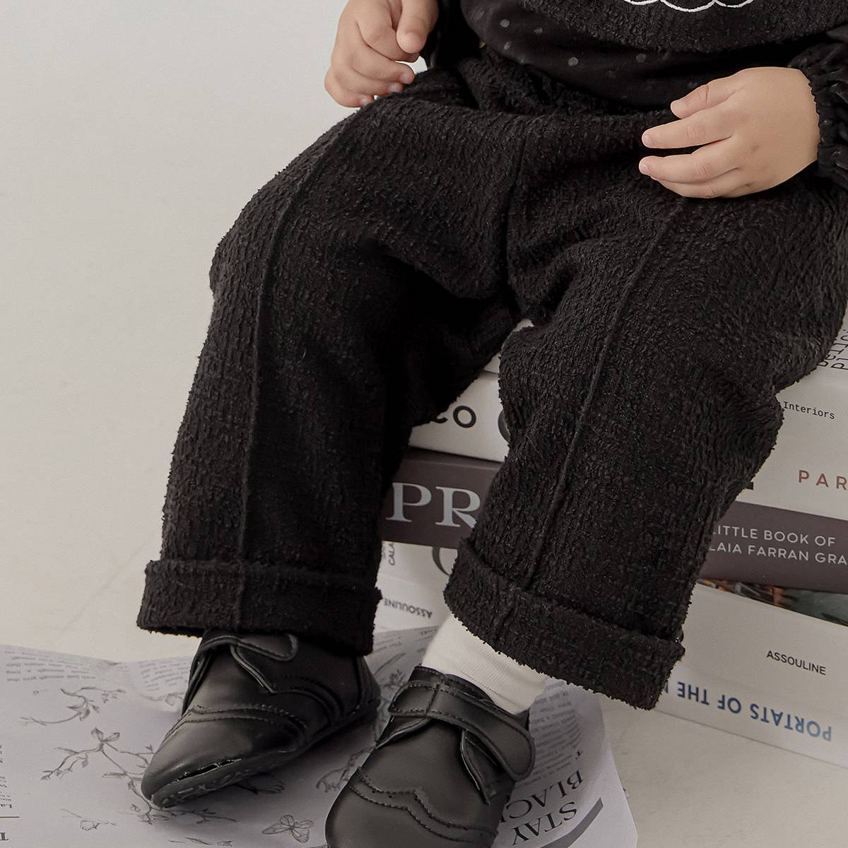 ツイード ピンタックパンツ Tweed Pintuck Pants_Black