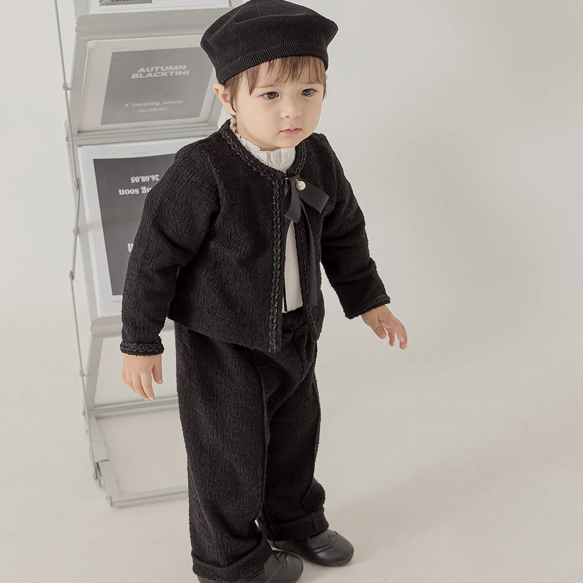 ツイード ピンタックパンツ Tweed Pintuck Pants_Black