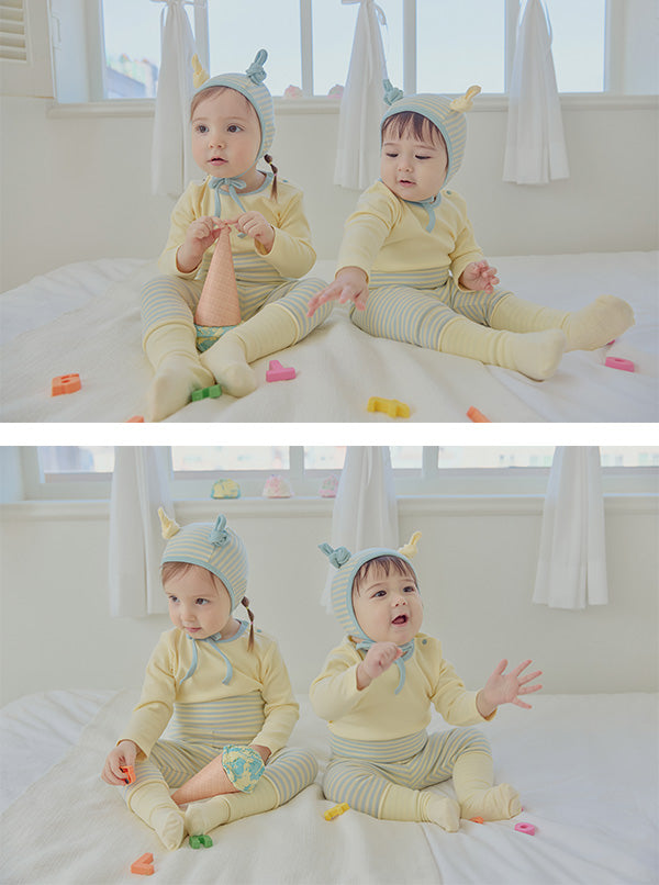 ジェラート帽子、上下ルームウェアセット_Lemon Sorvet
