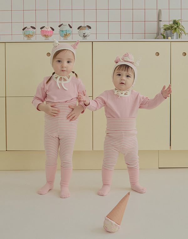ジェラート帽子、上下ルームウェアセット_Strawberry Vanilla