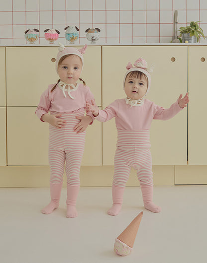 ジェラート帽子、上下ルームウェアセット_Strawberry Vanilla