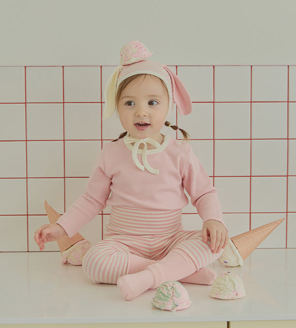 ジェラート帽子、上下ルームウェアセット_Strawberry Vanilla