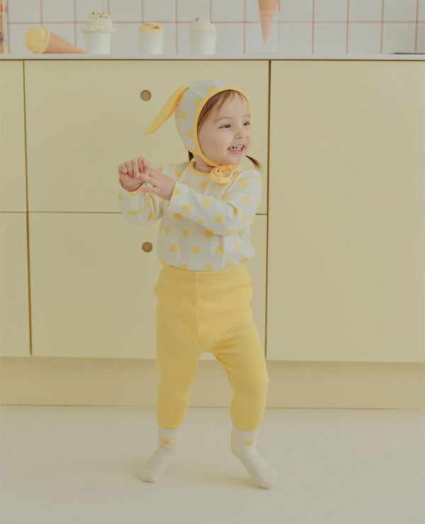 ハートボンボン帽子、上下ルームウェアセット_Mango