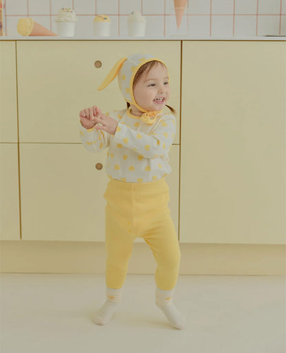 ハートボンボン帽子、上下ルームウェアセット_Mango