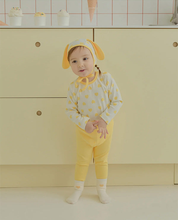 ハートボンボン帽子、上下ルームウェアセット_Mango