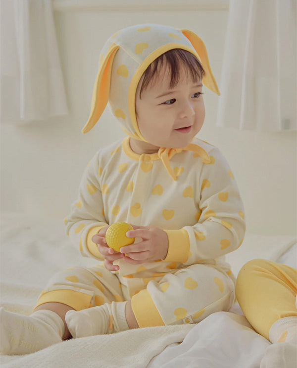 ハートボンボン帽子、ロンパースセット_Mango