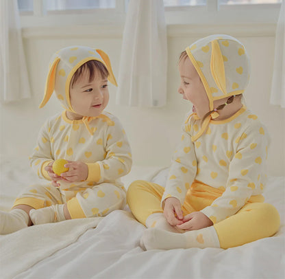ハートボンボン帽子、ロンパースセット_Mango
