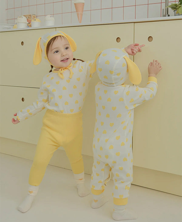 ハートボンボン帽子、ロンパースセット_Mango