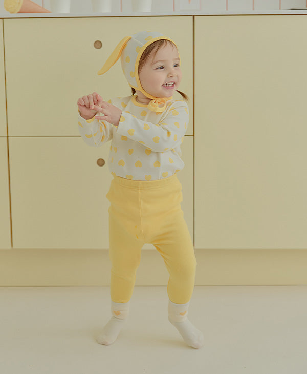 ハートボンボン帽子、上下ルームウェアセット_Mango