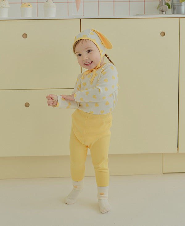 ハートボンボン帽子、上下ルームウェアセット_Mango